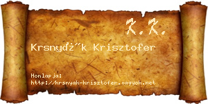 Krsnyák Krisztofer névjegykártya